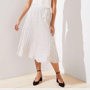 Loft Tie Waist Pleated Midi Skirt